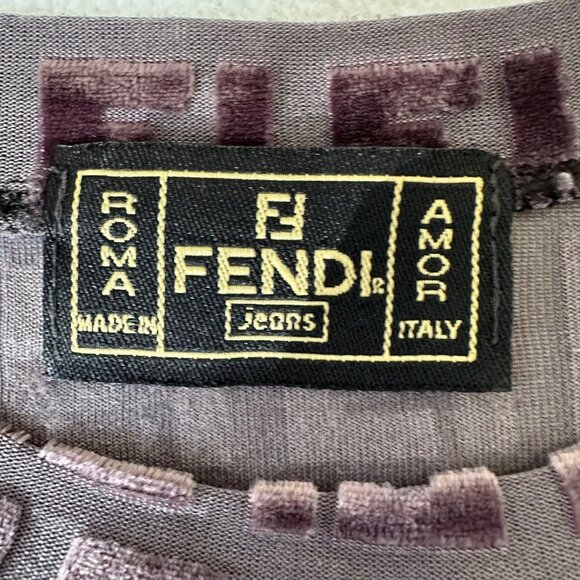 Fendi Jeans Vintage Zucca Velvet Sheer Long Sleeve Shirt Top Size S ? Purple - Picture 3 of 14